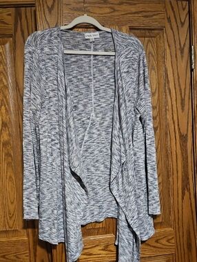 Knox Rose Marled Gray Open-Front Draped Cardigan